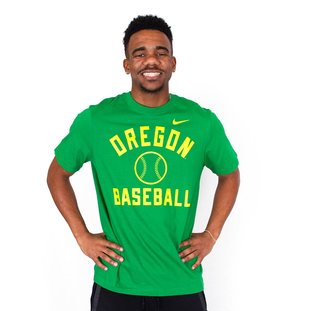 Arched Oregon, Nike, Green, Crew Neck, Cotton, Men, Baseball, T-Shirt, 854001